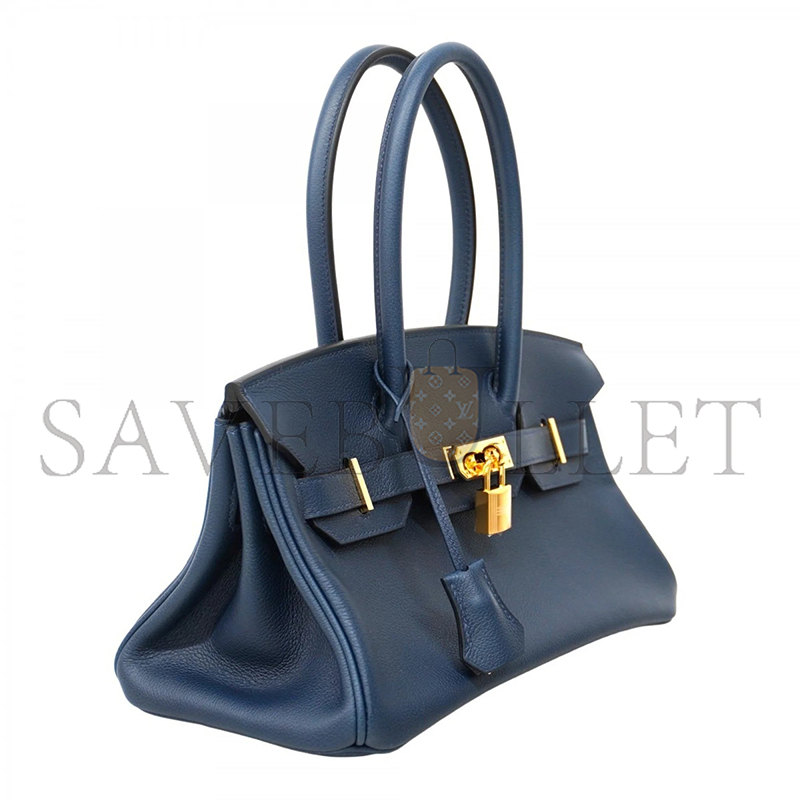 H**mes MASTER BIRKIN 29 EVERCOLOR SHOULDER BAG BLUE INDIGO (29*18*14cm)